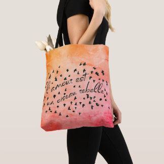 Habanera l'amour est un oiseau rebelle watercolor tote bag