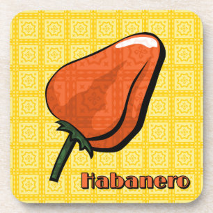 Habanero Chilli Pepper Plastic Coaster