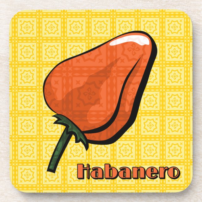 Habanero Chilli Pepper Plastic Coaster (Front)