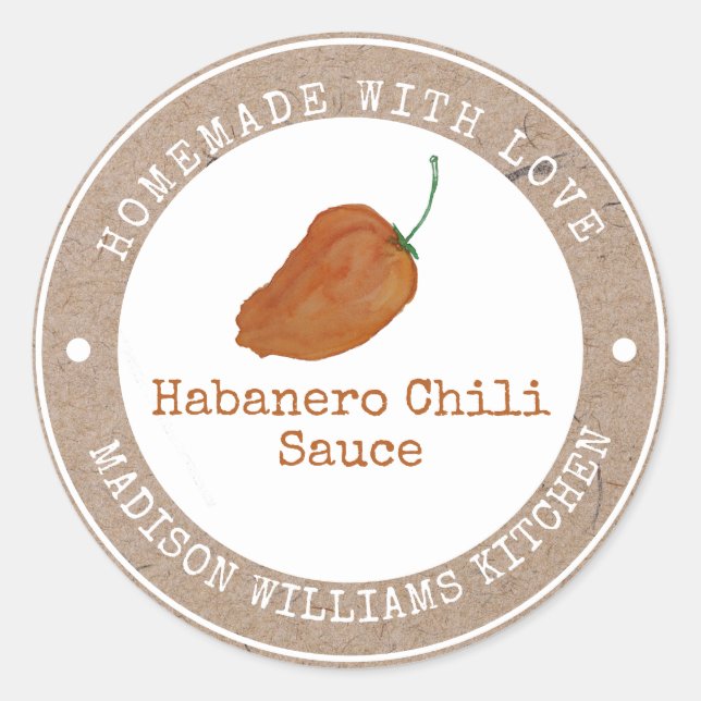 Habanero Chilli Sauce Homemade | Orange Chilli Classic Round Sticker (Front)