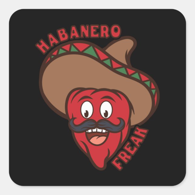 Habanero Freak Chilli Comic Food Spiciness Funny Square Sticker (Front)