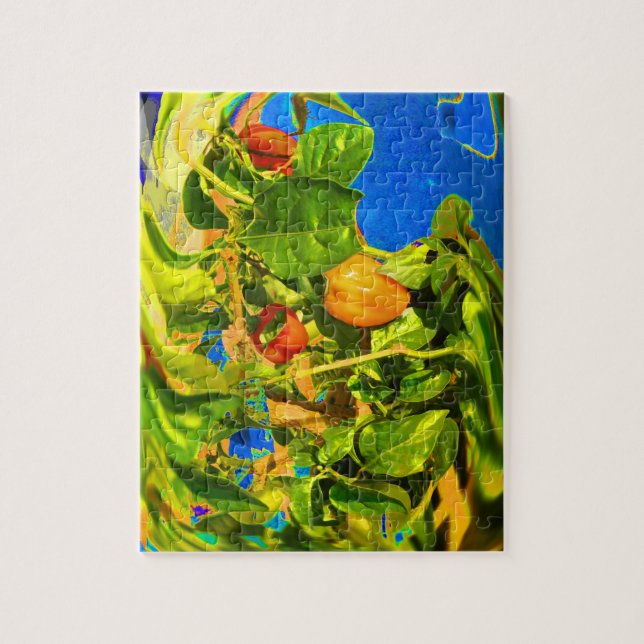 Habanero Peppers on Plant Trippy photo Jigsaw Puzzle (Vertical)