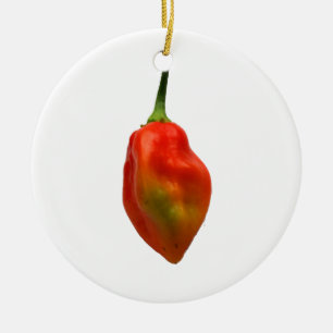 Habanero Single Pepper Photograph Ceramic Tree Decoration