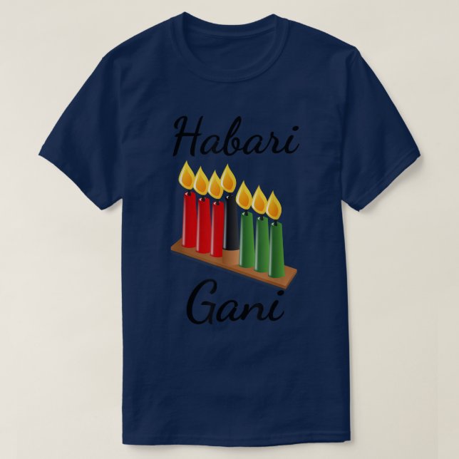 Habari Gani Kinara Candles African American Celebr T-Shirt (Design Front)