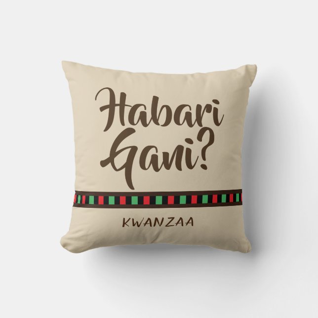 Habari Gani - Kwanzaa items | Throw Pillow (Front)
