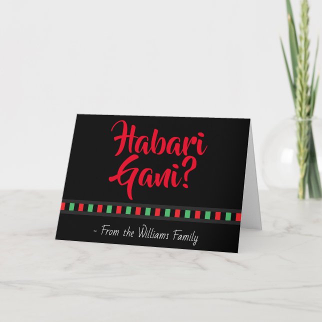 Habari Gani Red Black Green Kwanzaa Holiday Card (Front)