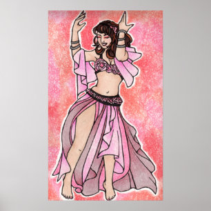 Habibi pink belly dancer poster