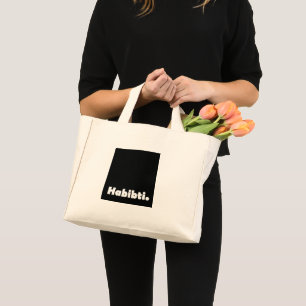 Habibti text design  mini tote bag