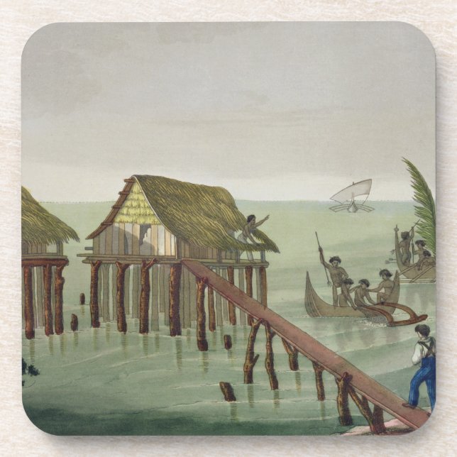 Habitations of the Papu Tribe, Rawak, plate 22 fro Coaster (Front)