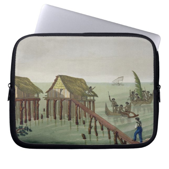 Habitations of the Papu Tribe, Rawak, plate 22 fro Laptop Sleeve (Front)