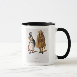 Habits of Quakers, 1675 (coloured engraving) Mug