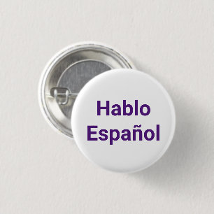 Hablo Español purple white I Speak Spanish 3 Cm Round Badge