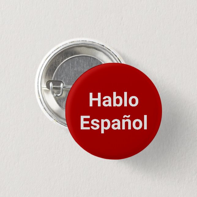 Hablo Español red white I Speak Spanish pin button (Front & Back)
