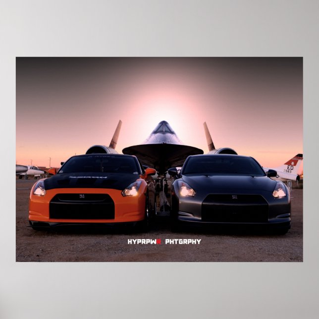 "Habu" Nissan GT-R and SR-71 Blackbird Poster (Front)