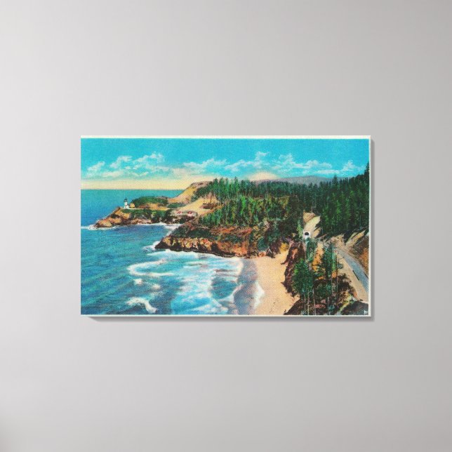 Hacenta Head Lighthouse and Cape PerpetuaCoast Canvas Print (Front)