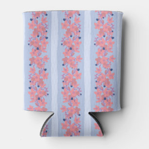 Hacienda Floral Stripe (Salmon/Periwinkle) Can Cooler