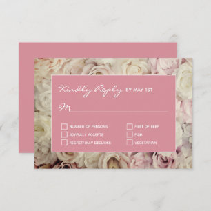 Hacienda Pink RSVP Cards Rose Background