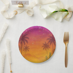 Hacienda Sunset Vibrant Fiesta Quinceañera  Paper Plate
