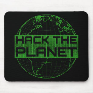 Hack the Planet Green Globe Computer Hacker Design Mouse Mat