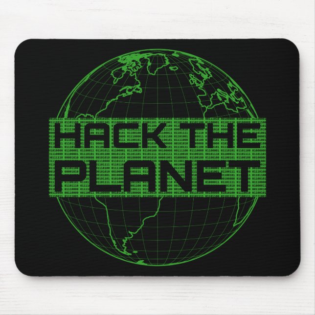 Hack the Planet Green Globe Computer Hacker Design Mouse Mat (Front)