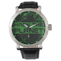 Hack the Planet Green Globe Computer Hacker Design