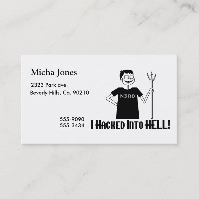 Hacked Into Hell Nerd Business Card (Front)
