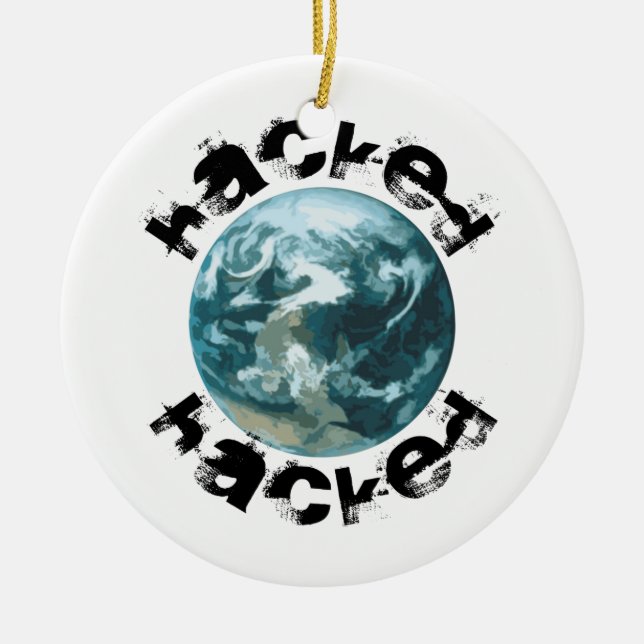 Hacked Planet Earth Ceramic Tree Decoration (Front)