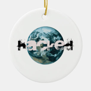 Hacked Planet Earth Ceramic Tree Decoration