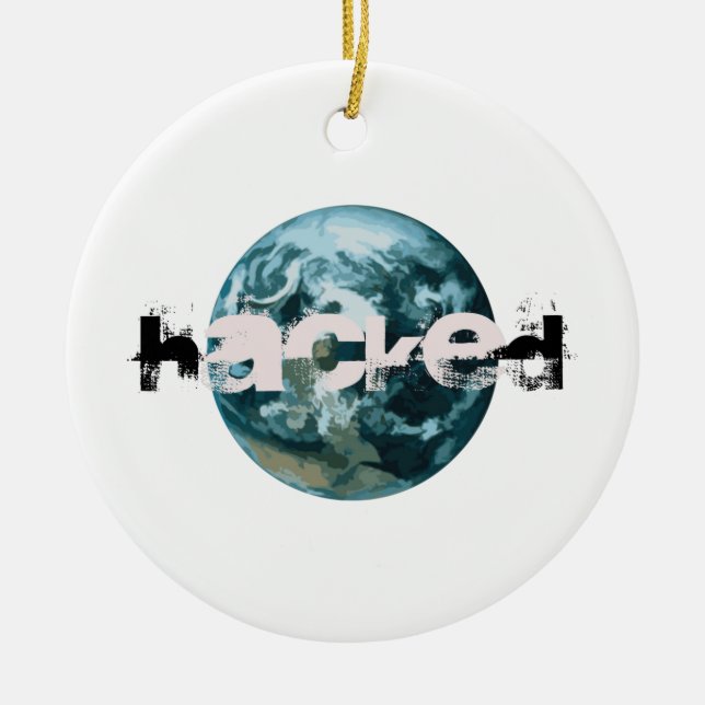 Hacked Planet Earth Ceramic Tree Decoration (Front)