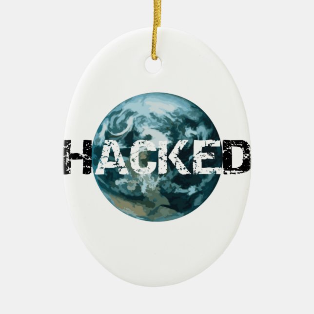 Hacked Planet Earth Ceramic Tree Decoration (Front)