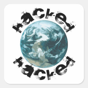 Hacked Planet Earth Square Sticker
