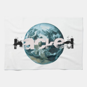 Hacked Planet Earth Tea Towel