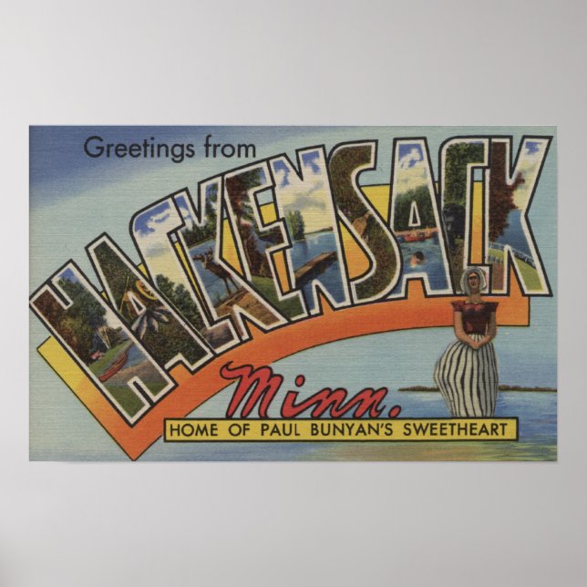 Hackensack, Minnesota - Large Letter Scenes Poster (Front)