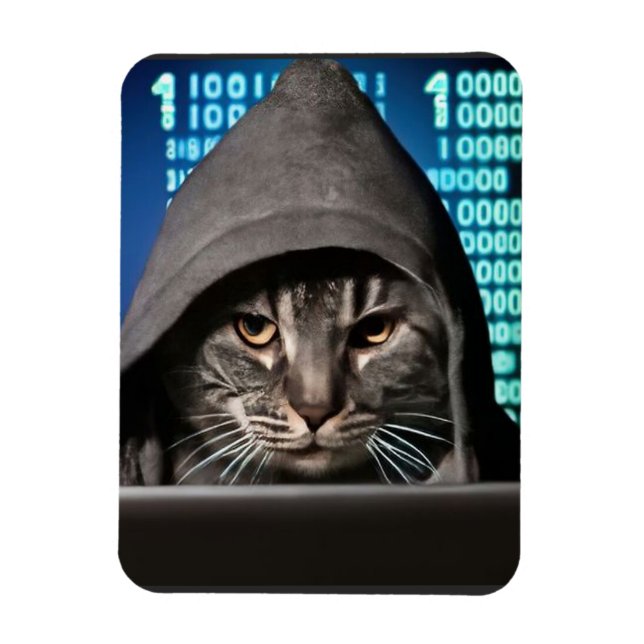 Hacker Black Cat Magnet (Vertical)