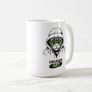 Hacker cat coffee mug
