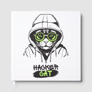 Hacker Cat Cyber Gamer Coder Funny Tech Guest Book