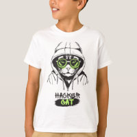 Hacker Cat Cyberpunk Tech Kitty Boys' T-Shirt