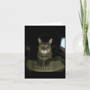 Hacker Cat Meme Funny Computer Cat Kitten Gamer Ca Card
