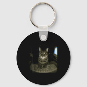 Hacker Cat Meme Funny Computer Cat Kitten Gamer Ca Key Ring