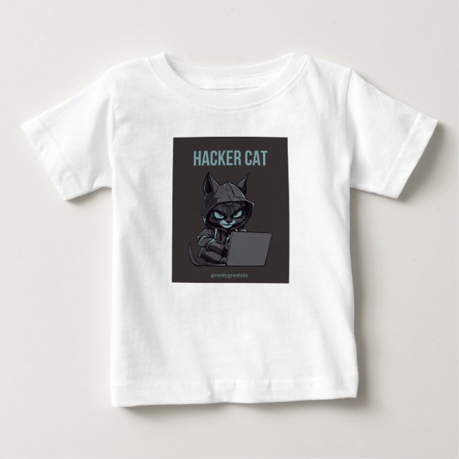 Hacker cat print T-shirt  (Front)
