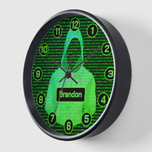 Hacker Cyber Punk: Teens / Programmers Tech Wizard Clock