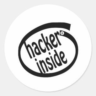 Hacker inside classic round sticker