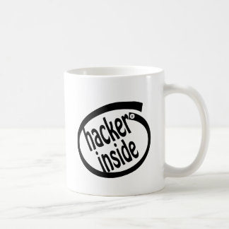 Hacker inside coffee mug