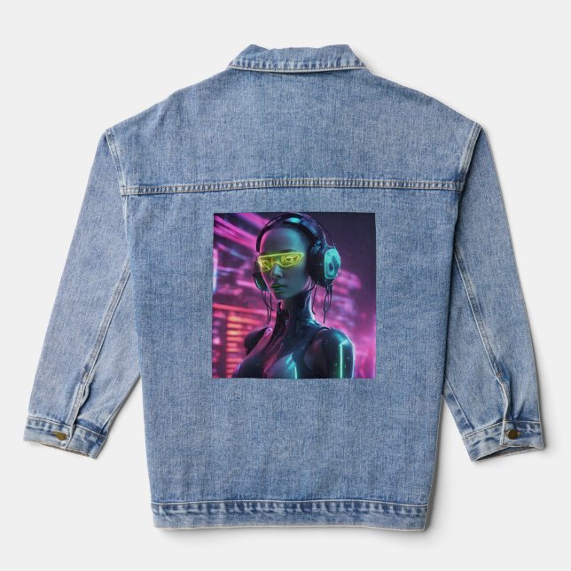hacker robot  denim jacket (Back)