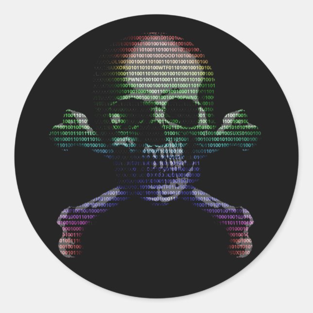 Hacker Skull and Crossbones Classic Round Sticker (Front)