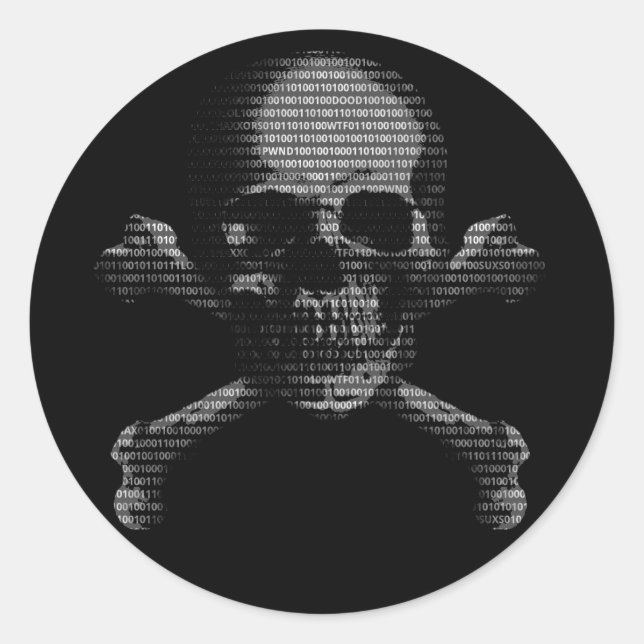 Hacker Skull and Crossbones Classic Round Sticker (Front)