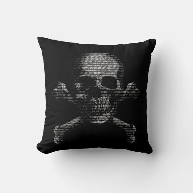 Hacker Skull and Crossbones Cushion (Front)