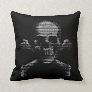 Hacker Skull and Crossbones Cushion