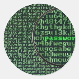 Hacking for password classic round sticker