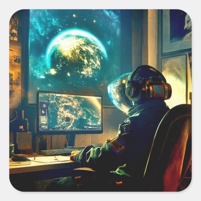 Hacking Worlds Square Sticker (Front)